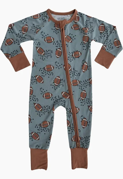 In My Jammers Green Football Zipper Romper