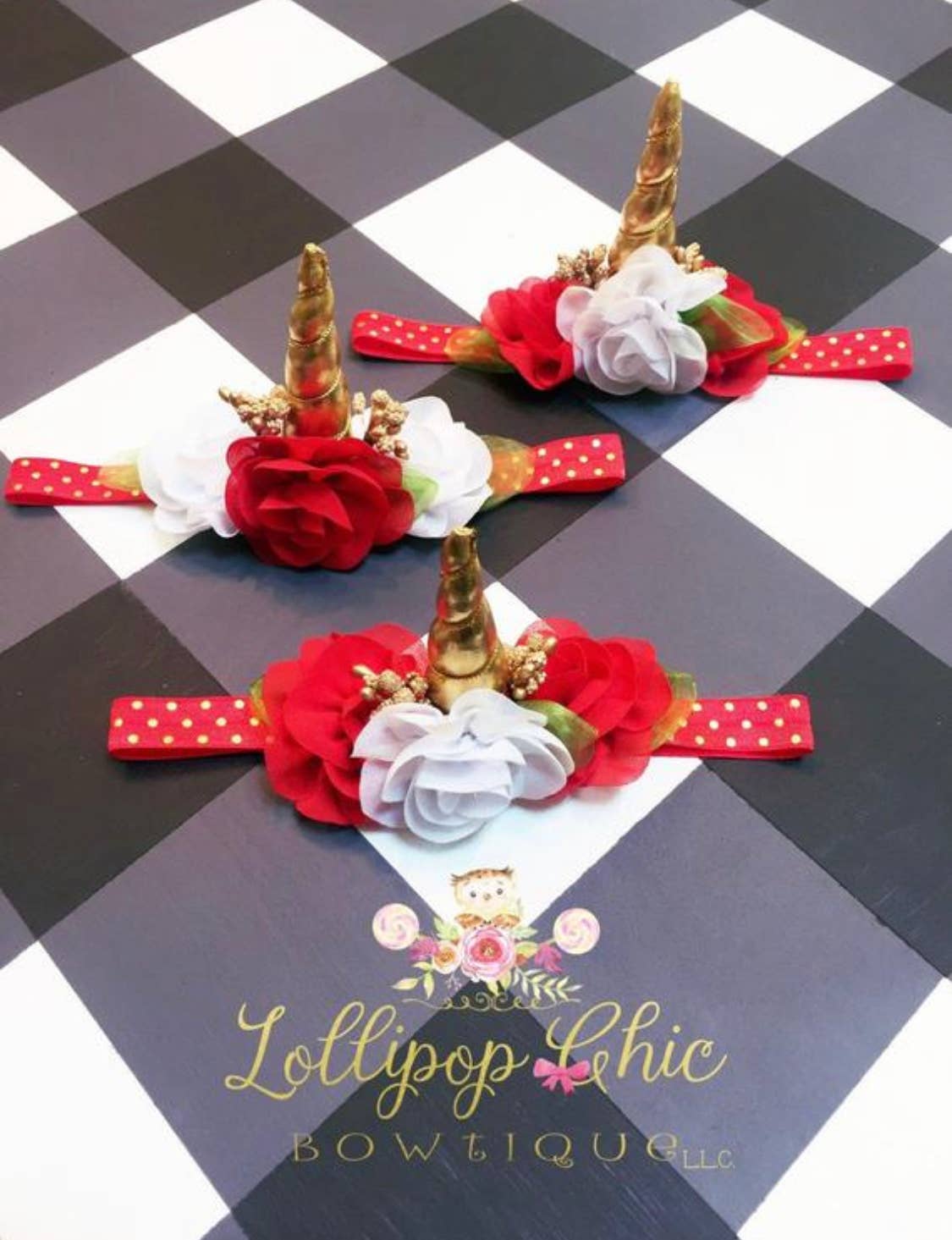 Lollipop Chic Bowtique LLC - Christmas Mini Unicorn Headband