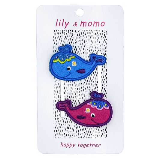 Lily and Momo - Wonderful Whales Hair Clips