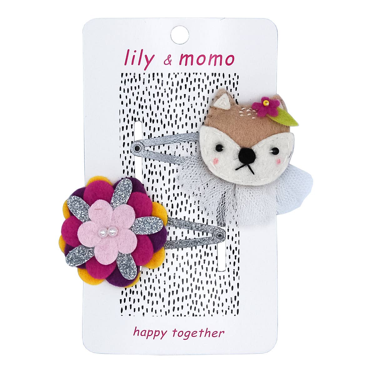 Lily and Momo - Sweet Squirrel & Flower Hair Clips