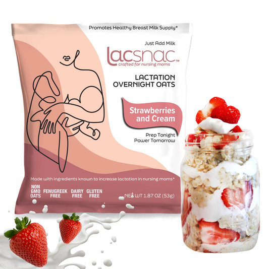 Lacsnac™ Breastfeeding Supplements - Strawberries & Cream Lactation Overnight Oats
