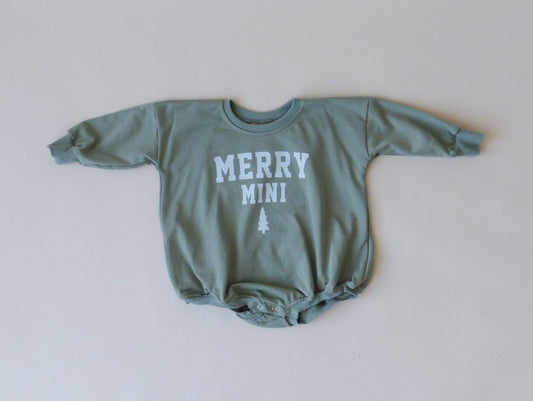 Merry Mini Oversized Sweatshirt Romper: 0-3 months / Dark Sage