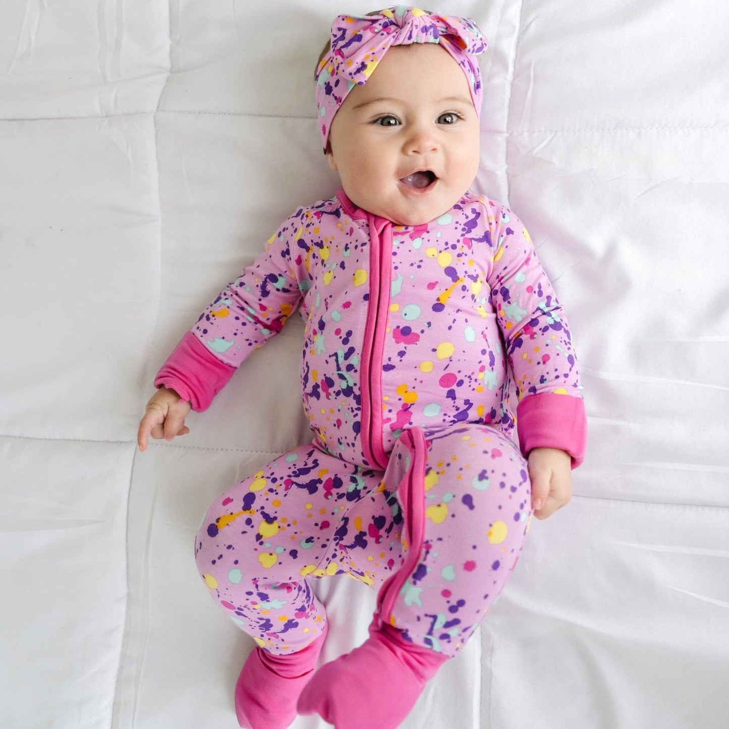 Little Sleepies - Pink Paint Party Zippy Newborn